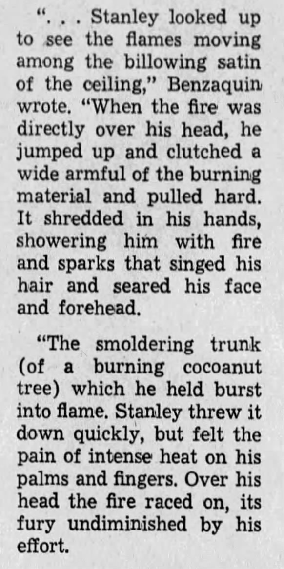 Stanley Tomaszewski burned as he attempted to put out the fire
