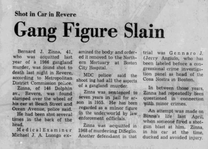 Bernard Zinna murdered (21 Dec 1969)