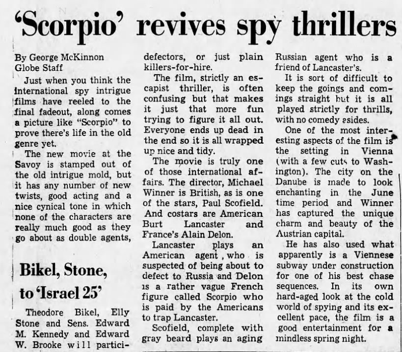 Boston Globe Scorpio review*