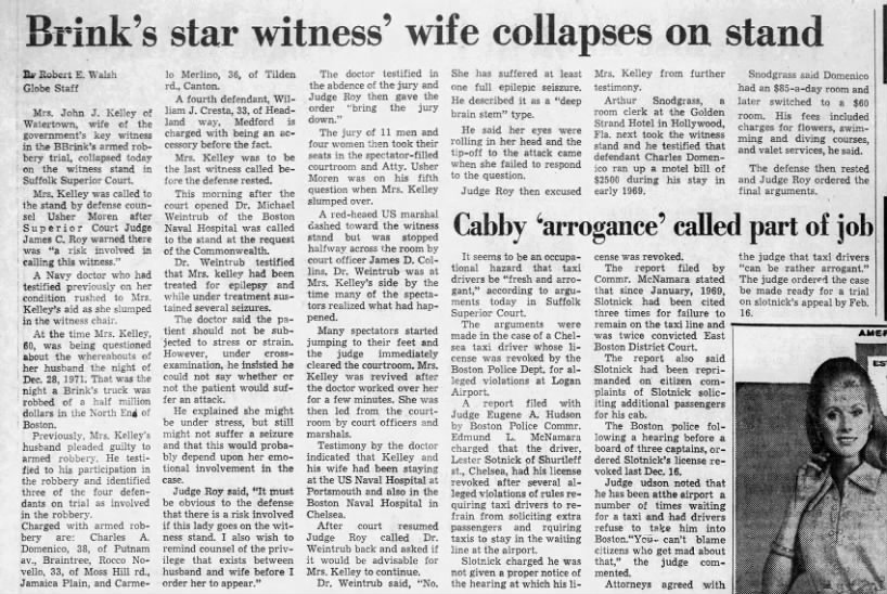 Mrs Kelley collapses on stand (11 Feb 1971)