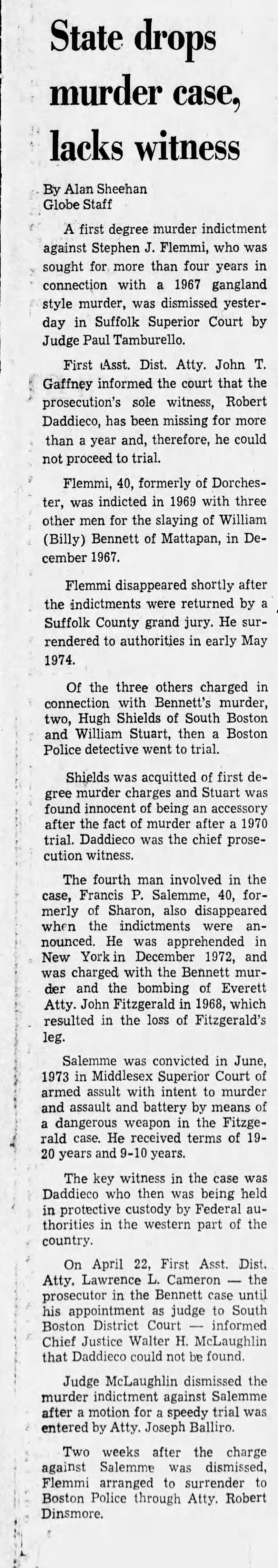 Bennett Murder Case Dropped (14 Nov 1974)
