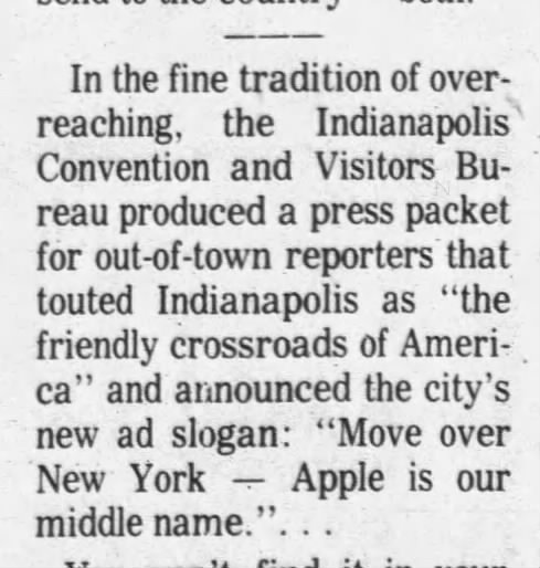 Indianapolis-apple is our middle name (1982).