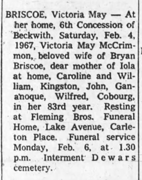 Obituary: Victoria May Briscoe