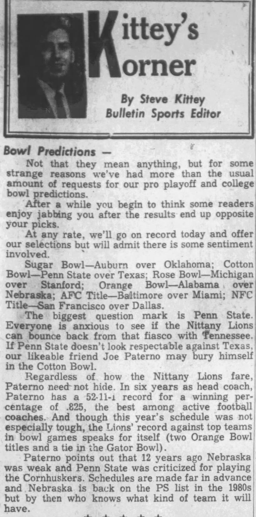 1972 Orange Bowl prediction, Latrobe