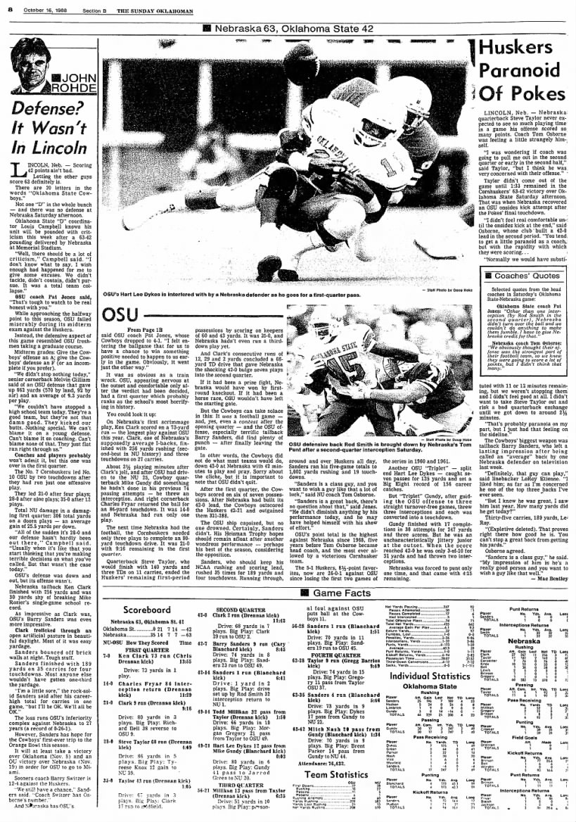 1988 Nebraska-Oklahoma State football, The Oklahoman 2
