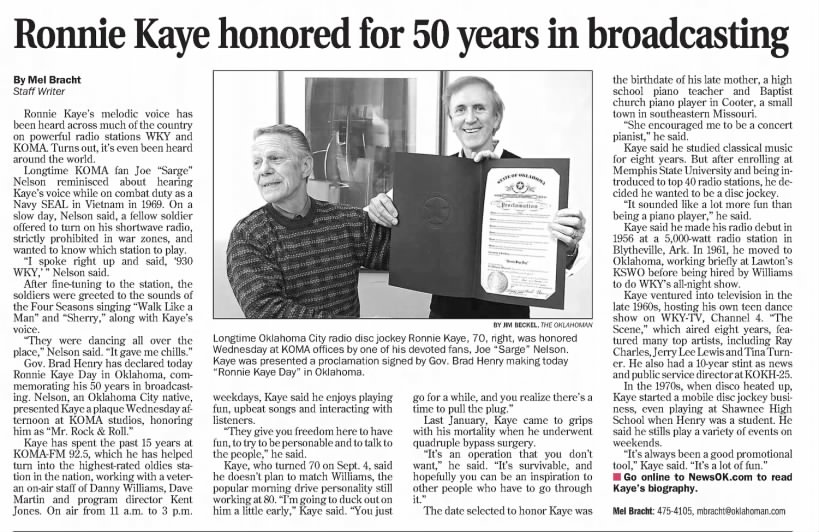 Ronnie Kaye honored for 50 years in broadcasting
