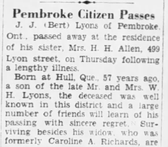 Obituary: J.J. (Bert) Lyons