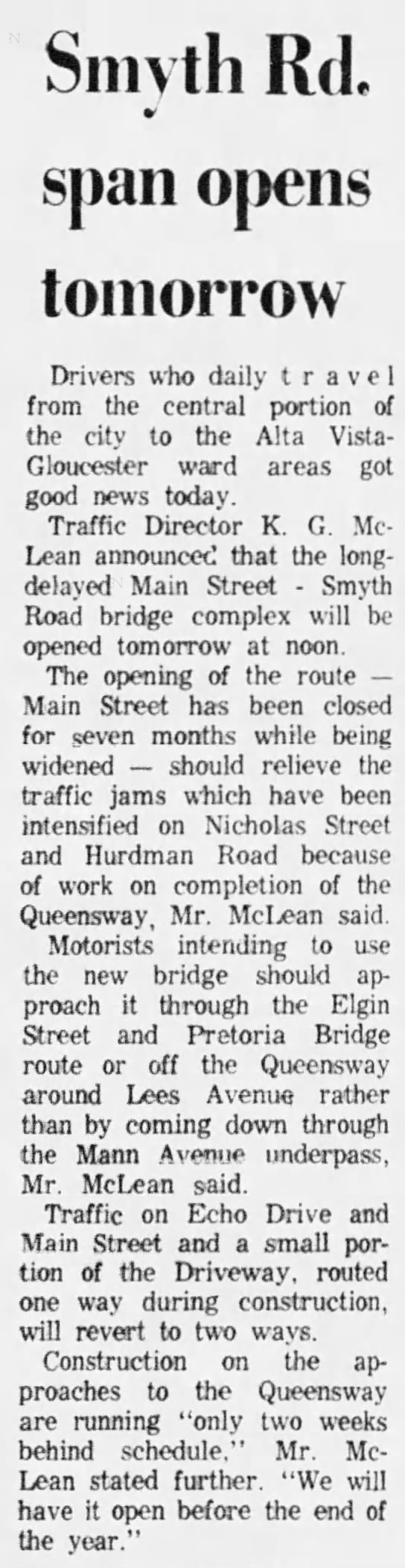 Smyth Road bridge opens