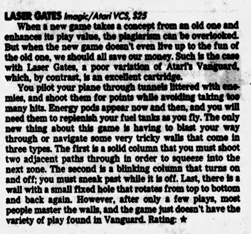 Phil Wiswell Laser Gates review Jan 1 1984