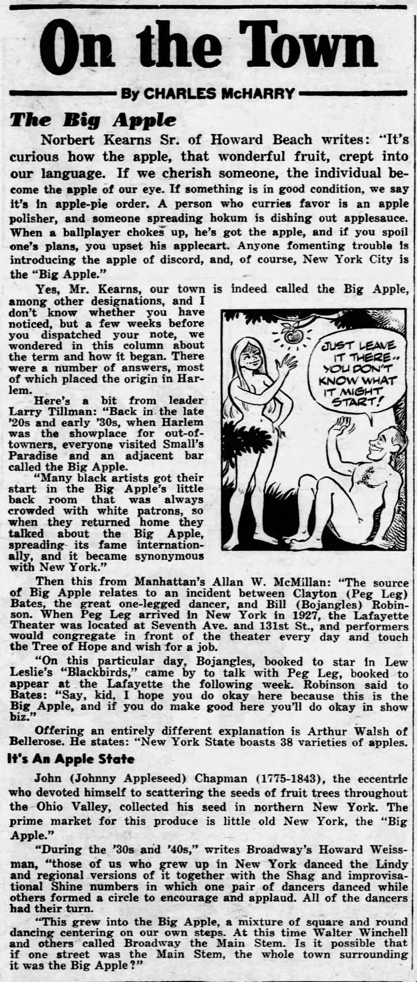 "Big Apple" origin theories in New York Daily News (1973).