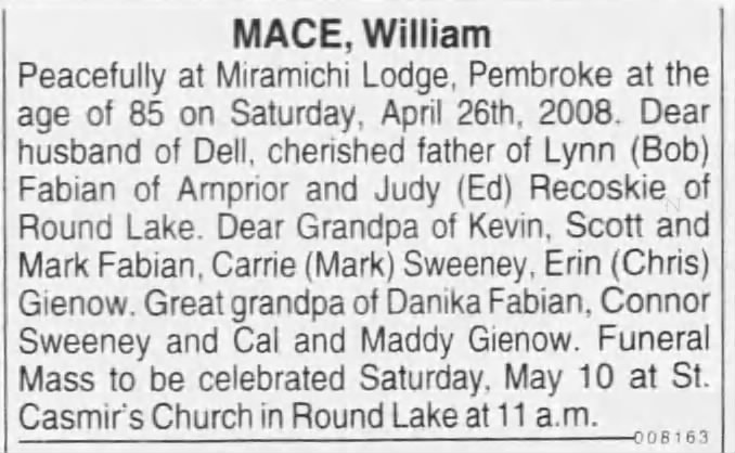 Obituary: William Mace