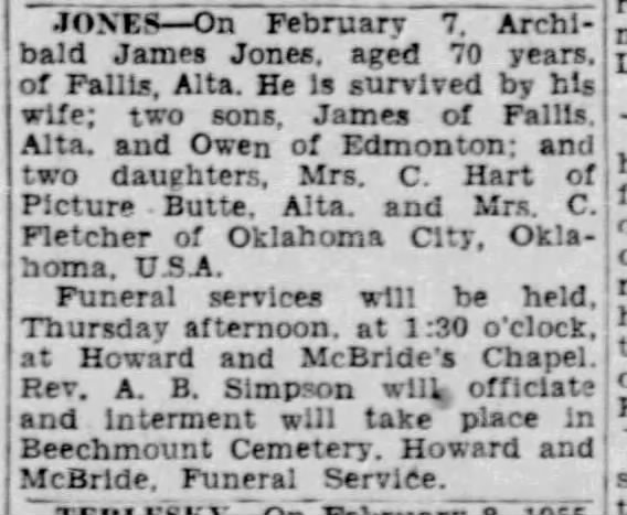 JONES Archibald James-1955 Obituary*