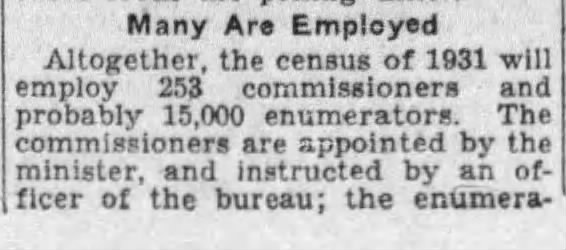 15,000 enumerators to conduct 1931 Canadian Census 