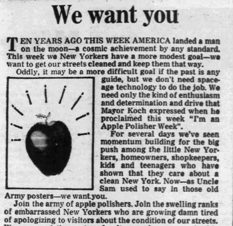 I Love a Clean New York -- Apple Polisher Week (1979).