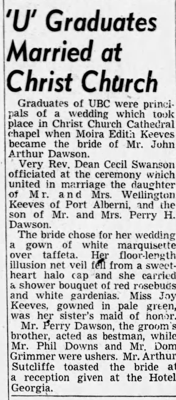 Marriage of Keeves / Dawson
