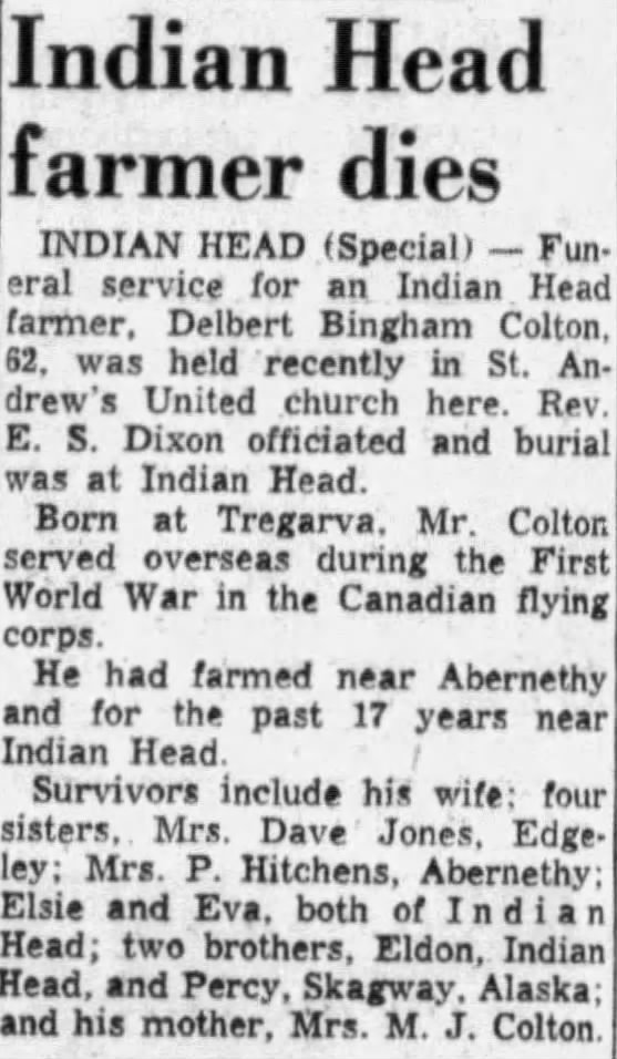 Obituary: Delbert Bingham Colton
