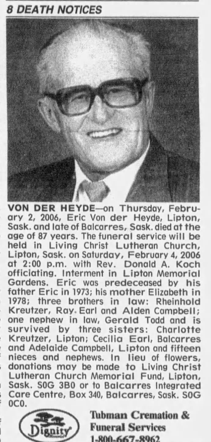 Obituary: Eric Von der Hyde