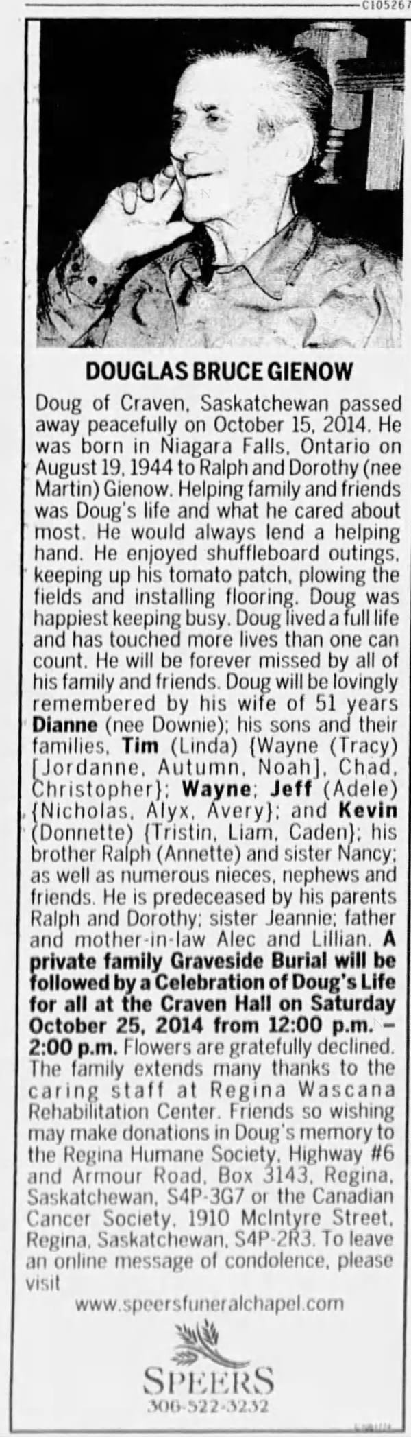 Obituary: Douglas Bruce Gienow