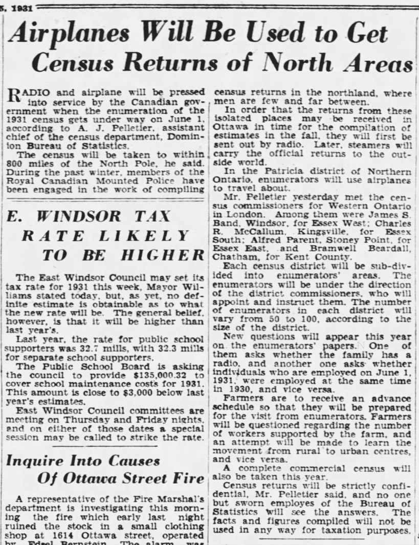 Royal Canadian Mounted Police to help enumerate 1931 Census of Canada 