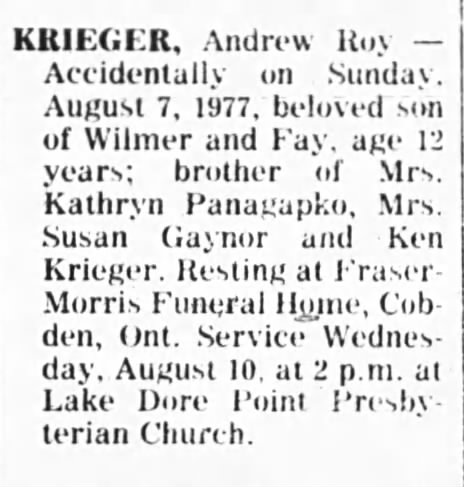 Obituary: Andrew Roy Krieger