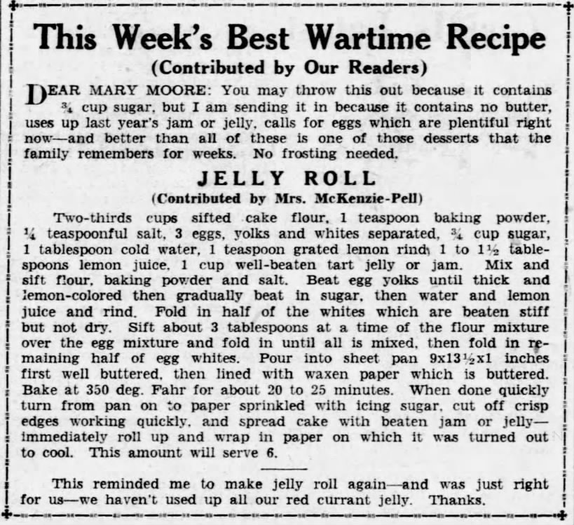 Best Wartime Recipe: Jelly Roll