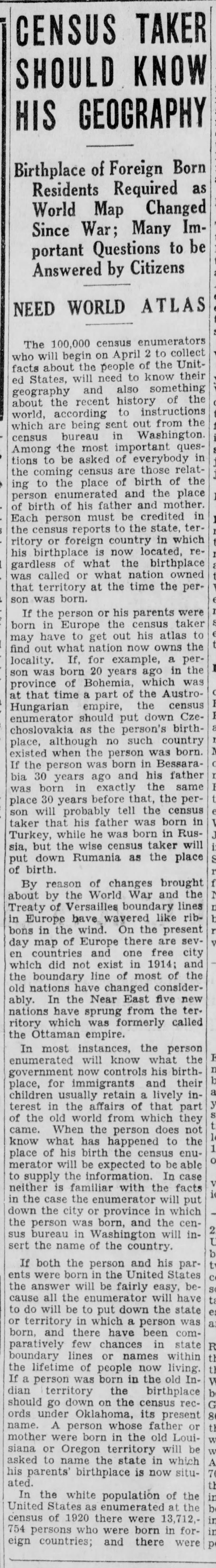 1930 Census tracks birthplace of parents