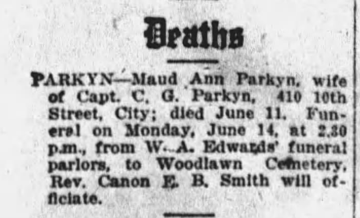 Obituary: Maud Ann Parkyn