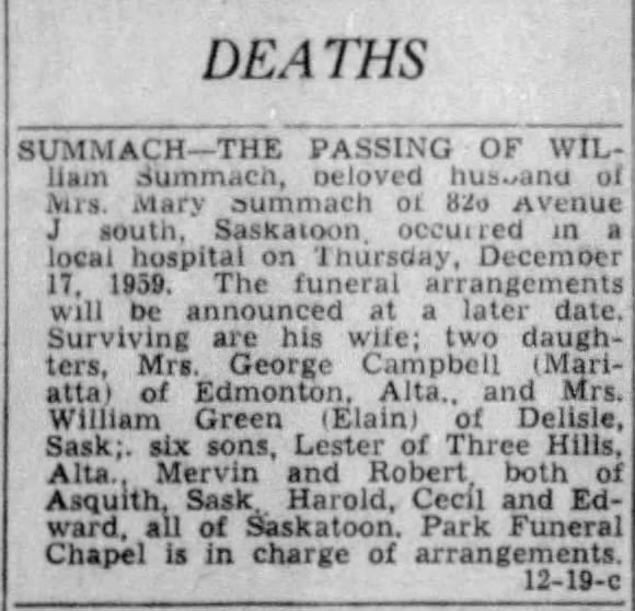 Obituary: William Summach