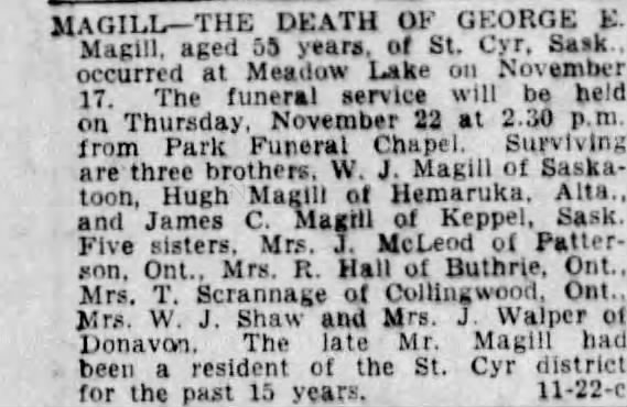 Obituary: George E MAGILL (Aged 53)