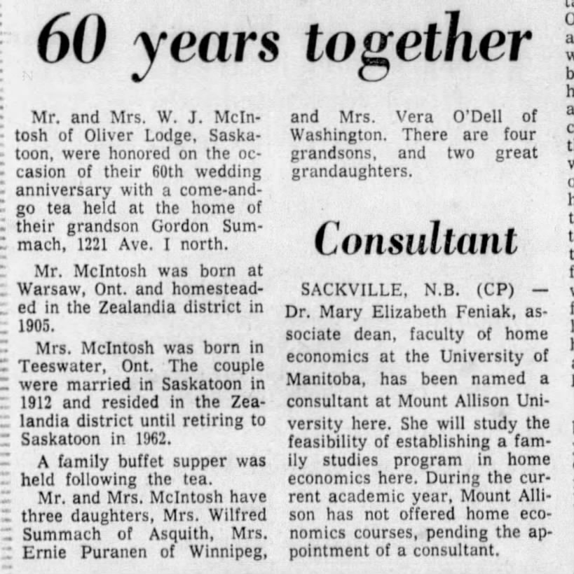 60th Anniversary: Mr. and Mrs. John "Jack" McIntosh