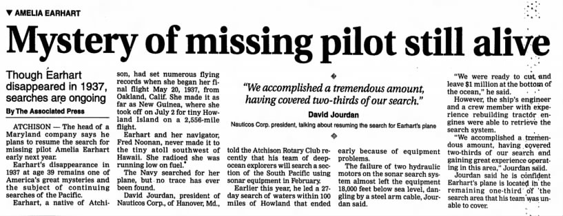 Mystery of Amelia Earhart still alive