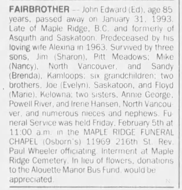 Obituary: John Edward Fairbrother