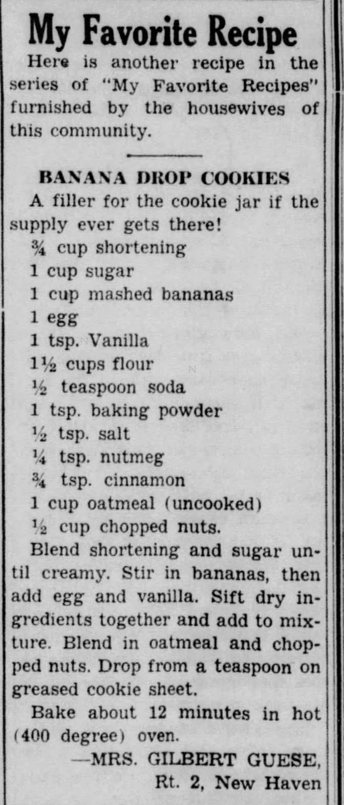 Recipe: Banana Drop Cookies (1952)