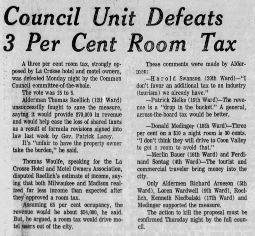 1971-11 Council Rejects the First Room Tax Proposal