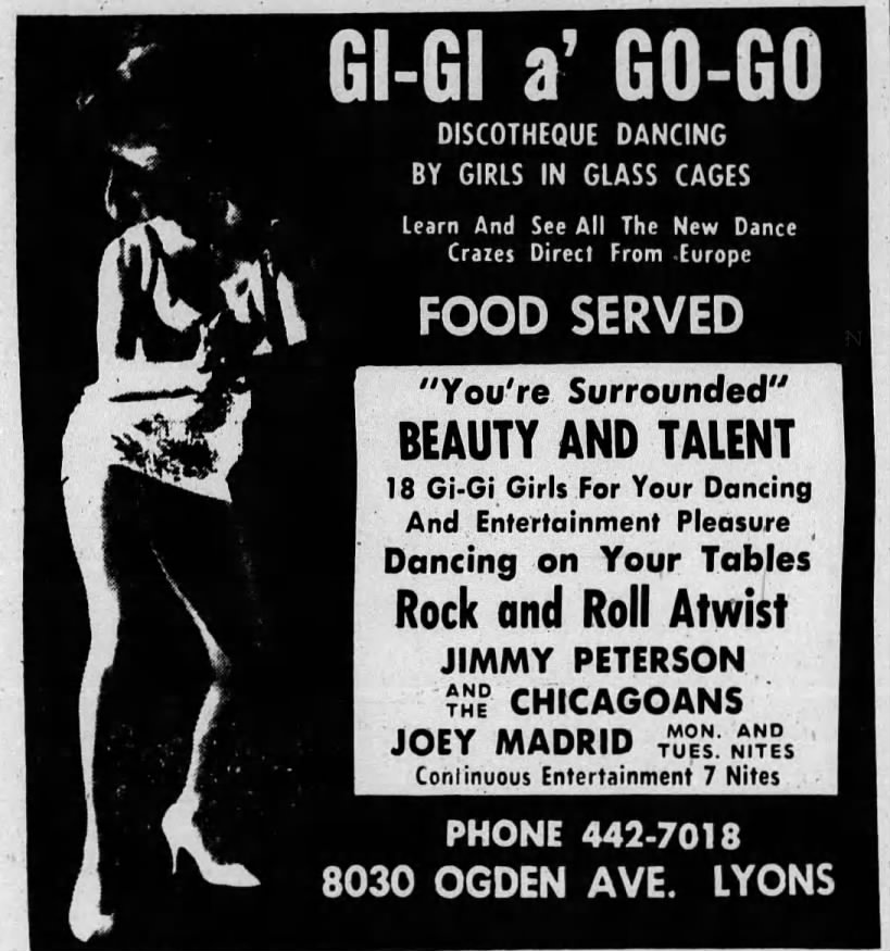 Jimmy Peterson and The Chicagoans...April 30 1965 Gi-Gi a' Go-Go...Lyons IL