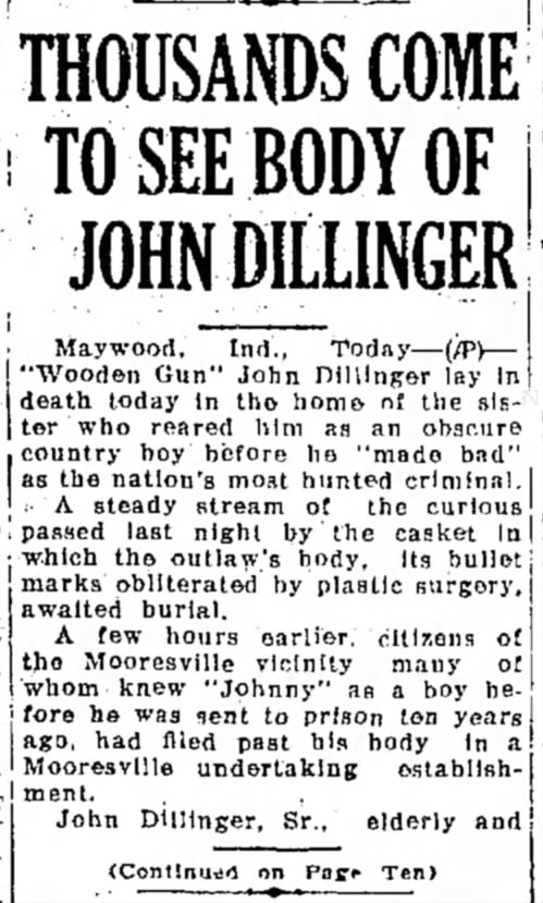 Thousands come to see body of John Dillinger