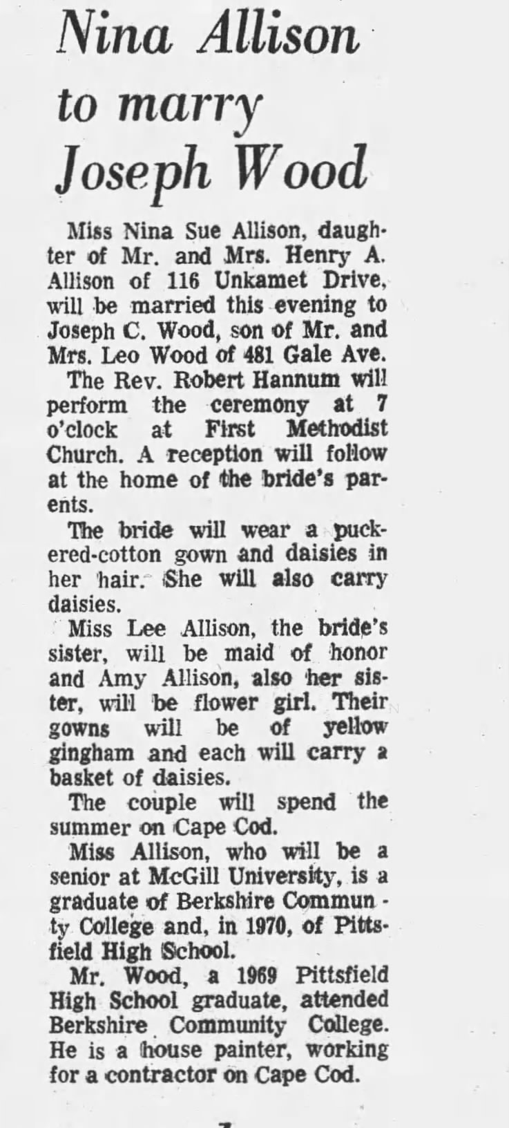 Marriage of Allison / Wood - Newspapers.com