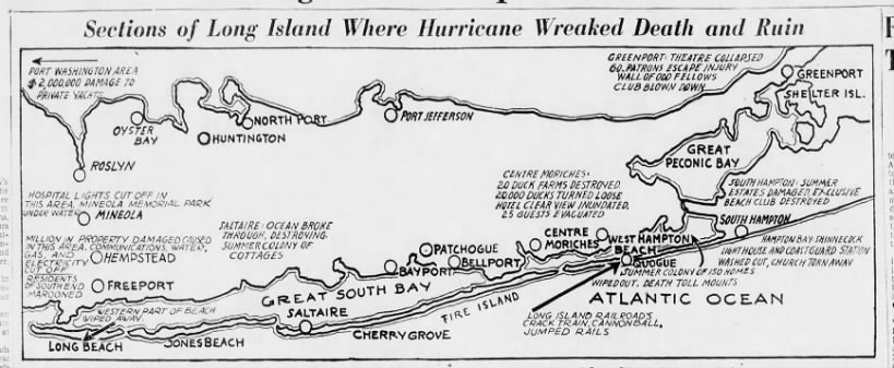 Damages on Long Island due to 1938 New England hurricane