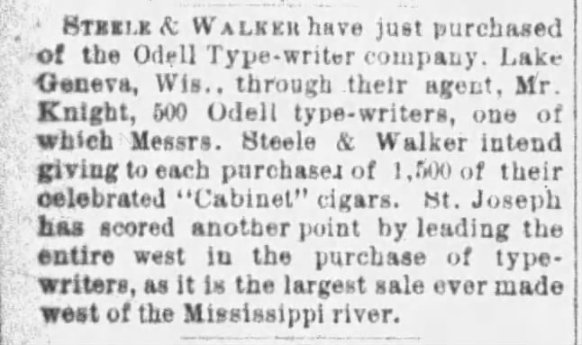 steele and walker purchase odell typewriter