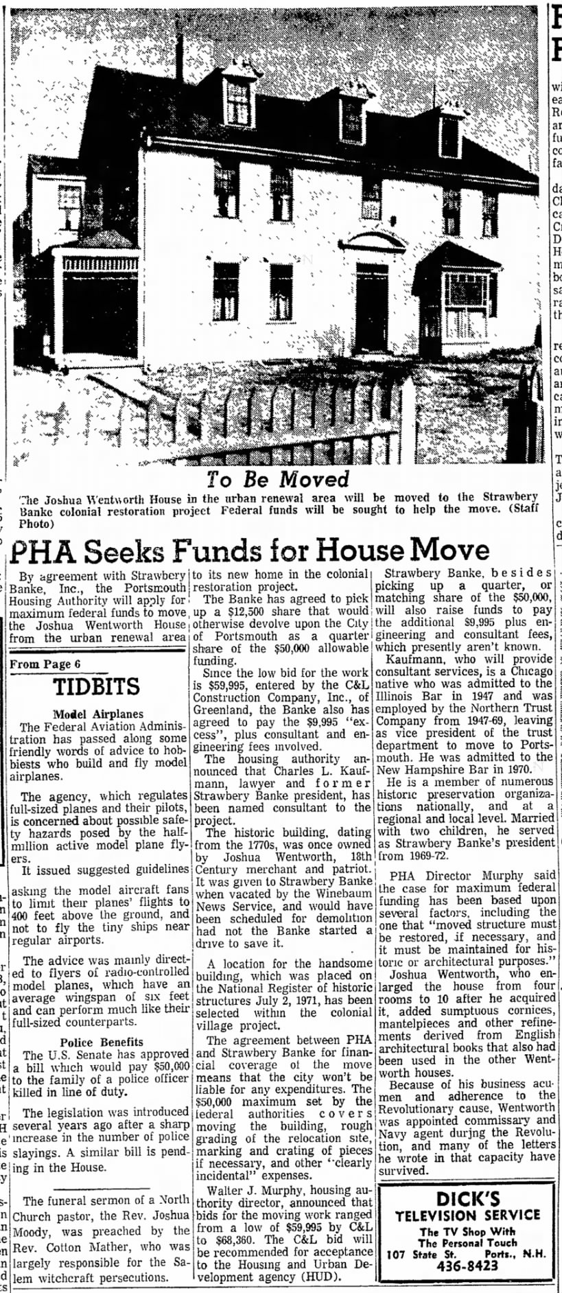 PHA Seeks Funds for House Move