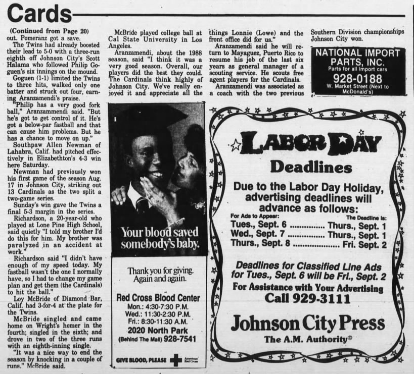 Loy McBride - Aug. 29, 1988 - Greatest21Days.com