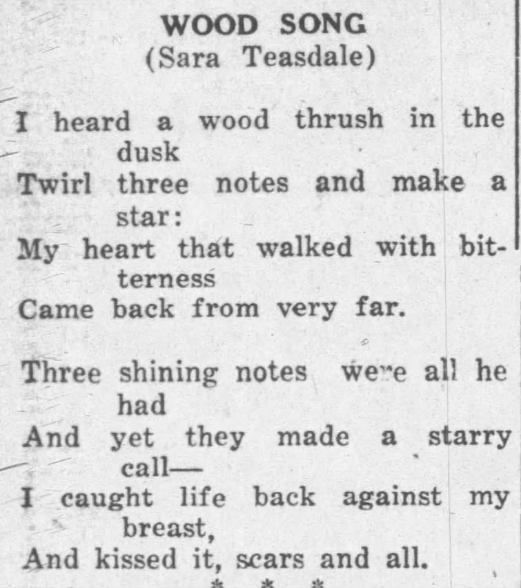 Wood Song, by Sara Teasdale