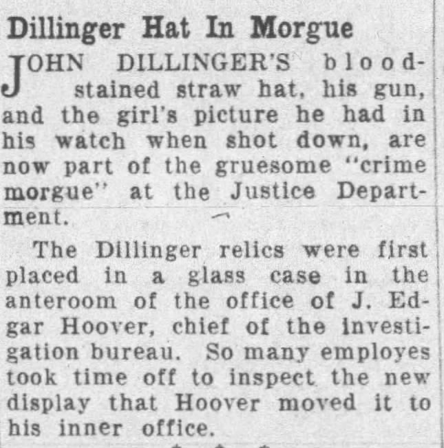 Dillinger Hat in Morgue