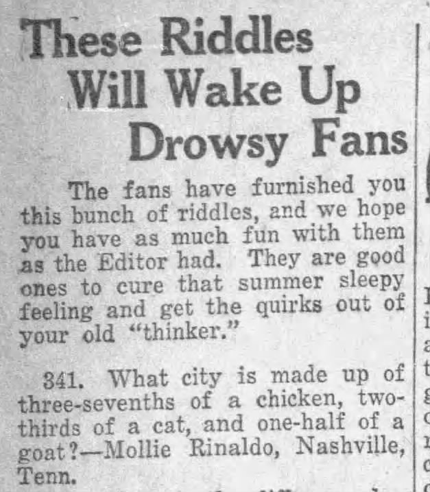 "Chicago" riddle (1926).