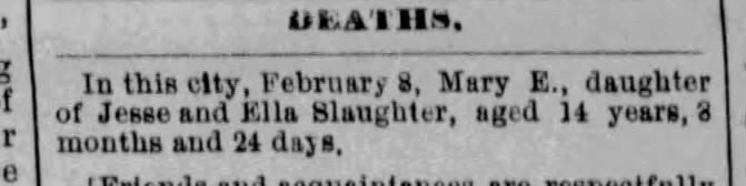 Mary E Slaughter death