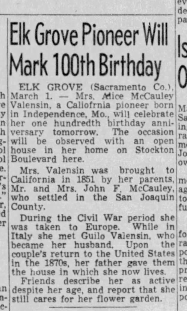 Elk Grove Pioneer, born in 1837, to celebrate 100th birthday