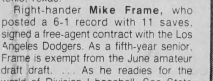 Mike Frame - May 24, 1989