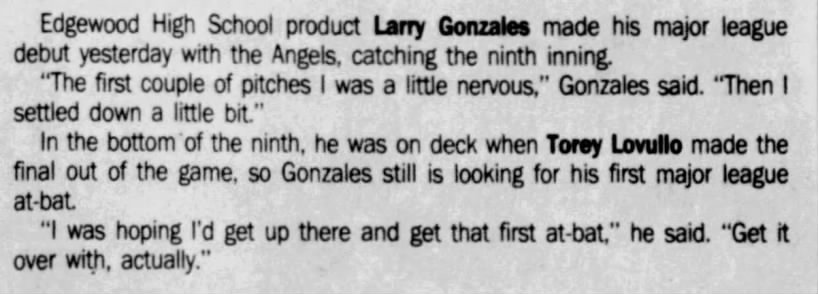 Larry Gonzales - June 14, 1993 - Greatest21Days.com