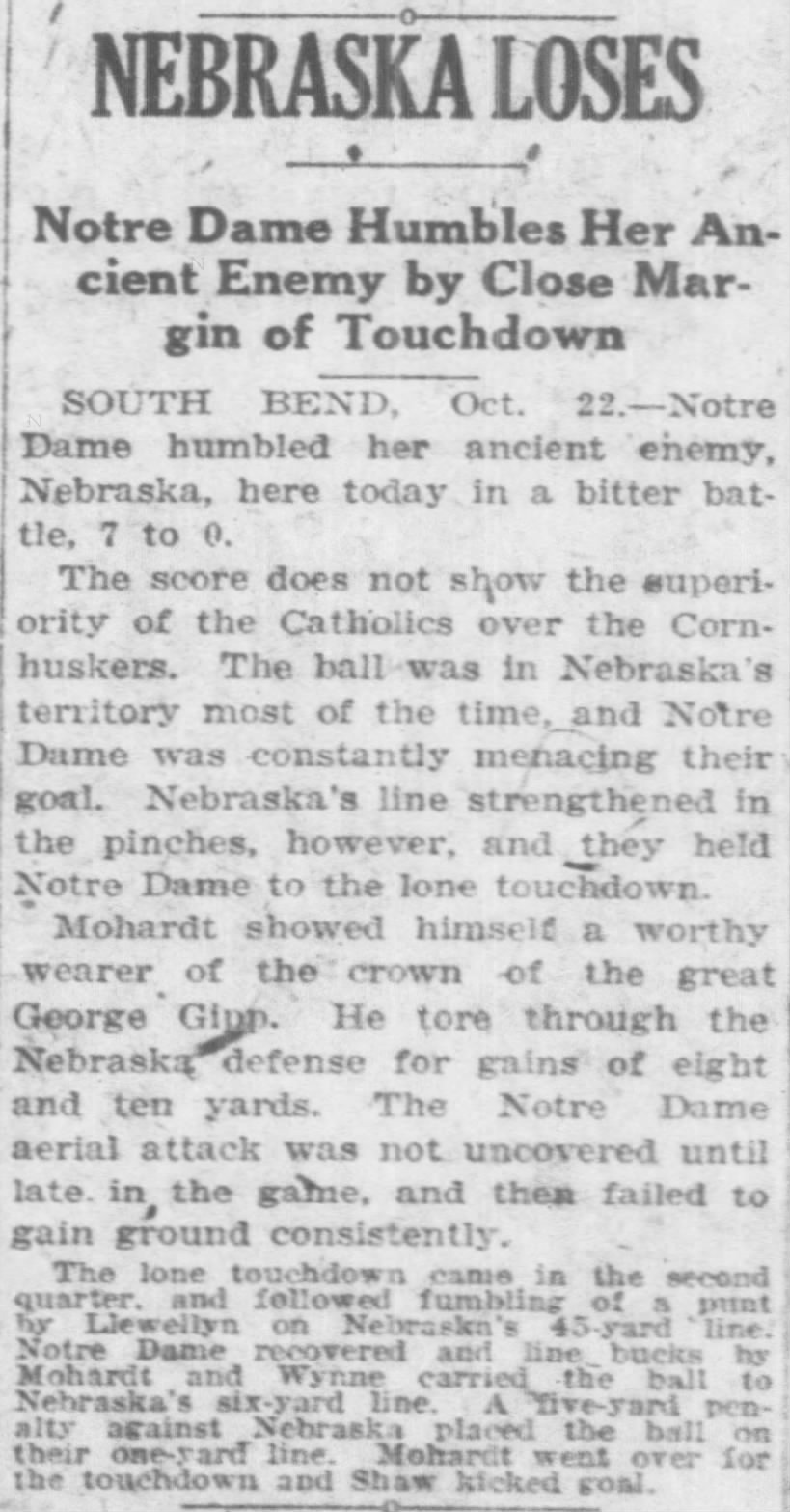 1921 Nebraska-Notre Dame football