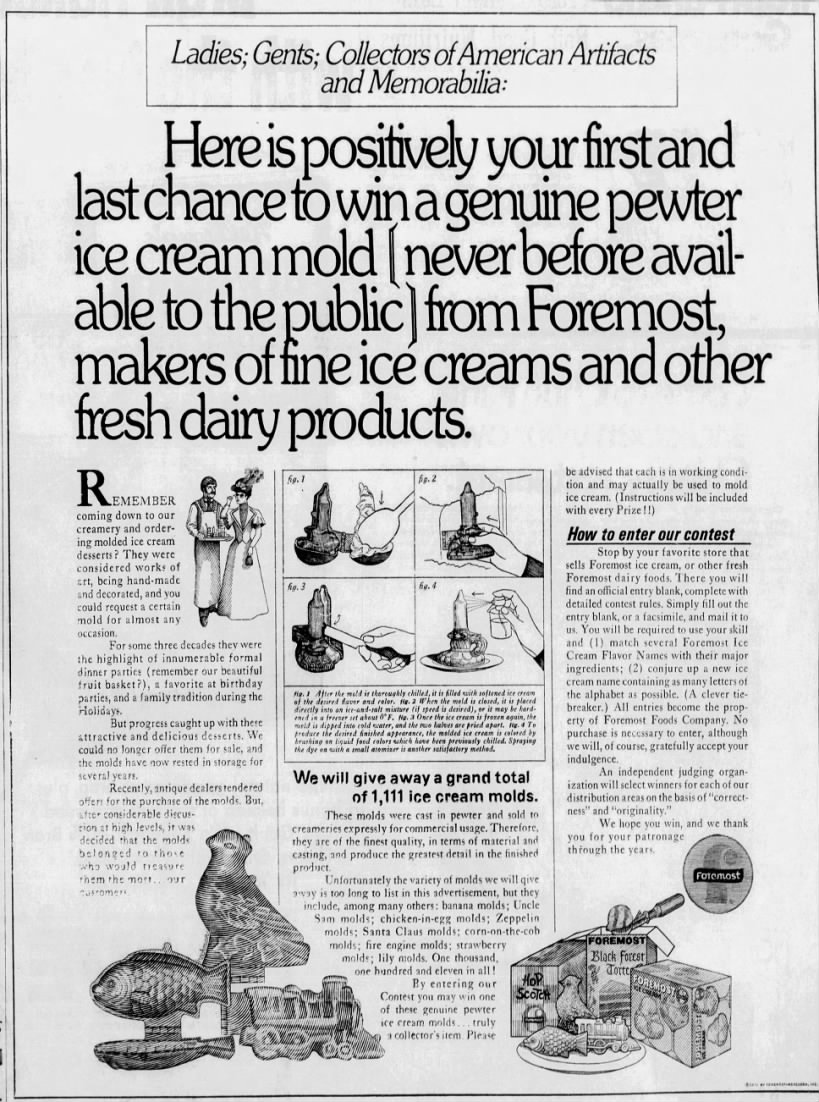 Foremost ice cream mold contest ("Fort Worth Star-Telegram," 1971)